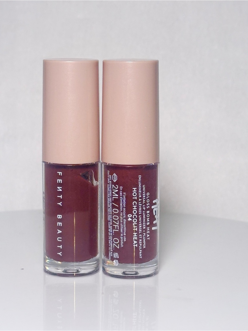Fenty Gloss Bomb in shade Hot Chocolit Heat 04 NEW NO BOX .07 oz. Set of 2
